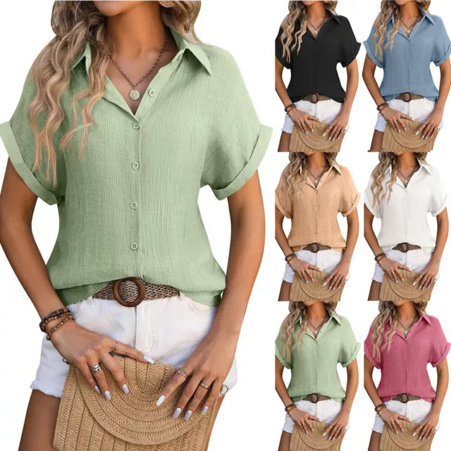 Camisa Con Botones Para Mujer Blusa Con Solapa Camisa Informal Túnica De <