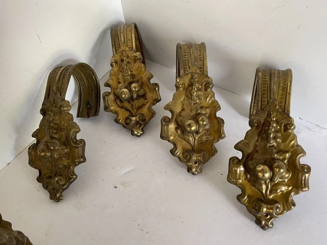 Vtg Metal Grape Fruit  Curtain Tie Backs Tin Lot of 4