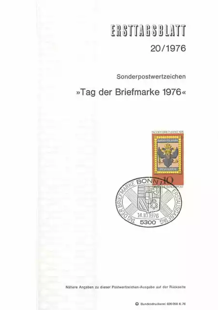 Ersttagsblatt 1976 - Tag der Briefmarke - Sonderstempel Bonn