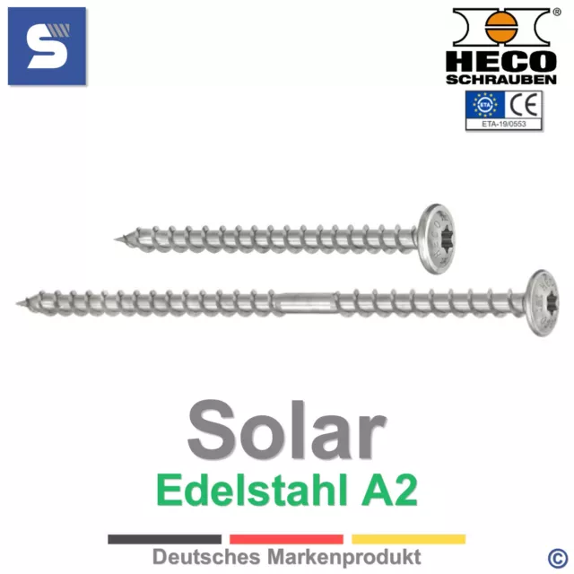 HECO Tellerkopfschrauben T-Solar Edelstahl Torx | ETA Zulassung | Dachhaken PV