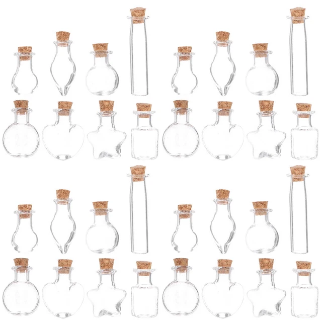 48 Stück Mini-Glasfläschchen in verschiedenen Stilen, Mini-Wunschflaschen mit