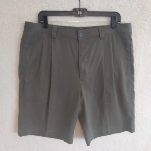 Tommy Bahama Shorts Mens 35 (37x9) Green Pleated Wool Relax Vacation Comfort