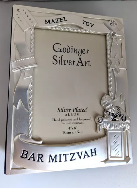 Bar Mitzvah Mazel Tov Godinger Silver Plated Art 4x6 Photo Album