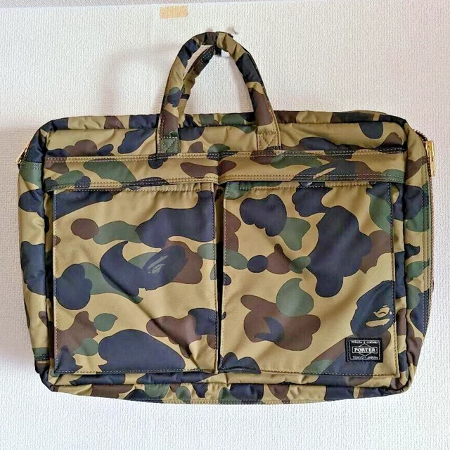 A Bathing Ape x Yoshida Porter 3Way Backpack Briefcase Shoulder Bag Green CAMO