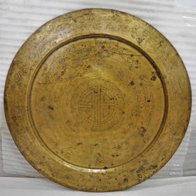 Antique Brass Large Size 2 Ft Round Decorative Plate Original Old Hand Crafted