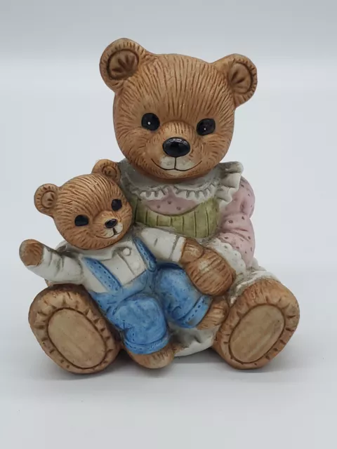 Vintage Homco #1444 Mama Bear With Baby Boy Figurine Porcelain Home Interiors