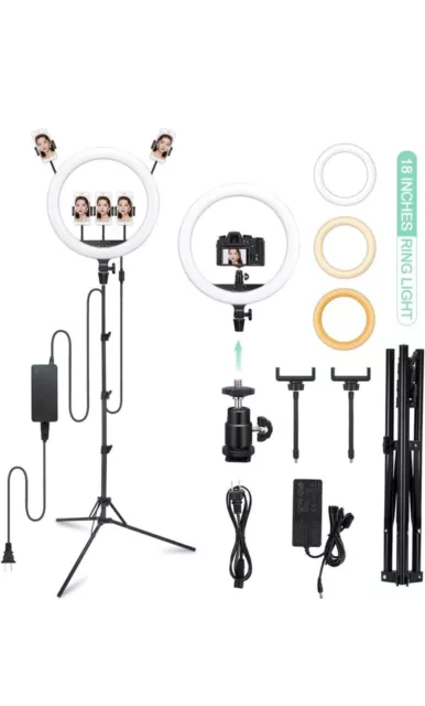 Godox LR150 LED Ring Light with Tripod Stand & Phone Holder, 18 Inch Selfie Ring