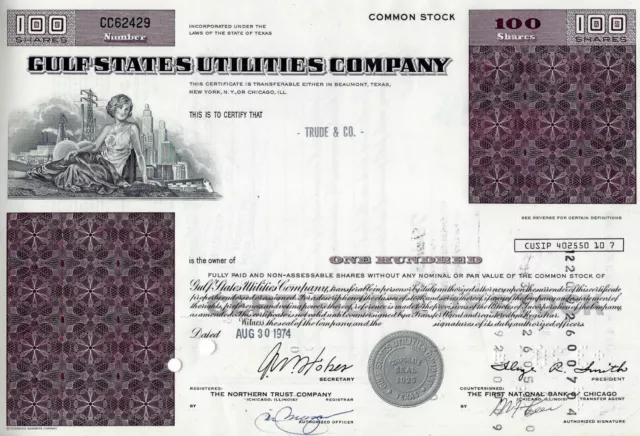 Gulf States Utilities Company, Texas, 1974 (100 Shares)