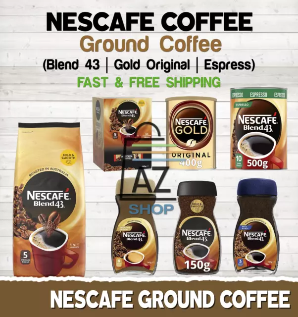 NESCAFÉ Instant Coffee Ground Original Espresso, Blend 43, Gold, Sachets, Jar