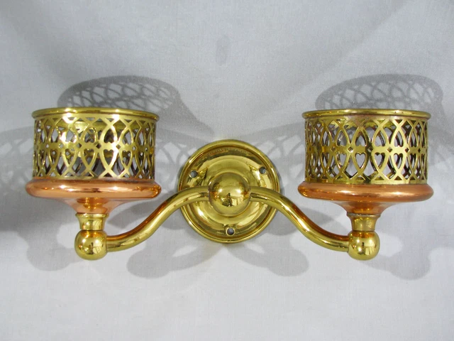 Antique BRASS DOUBLE CUP HOLDER - BATHROOM HARDWARE - S. STERNAU & CO.