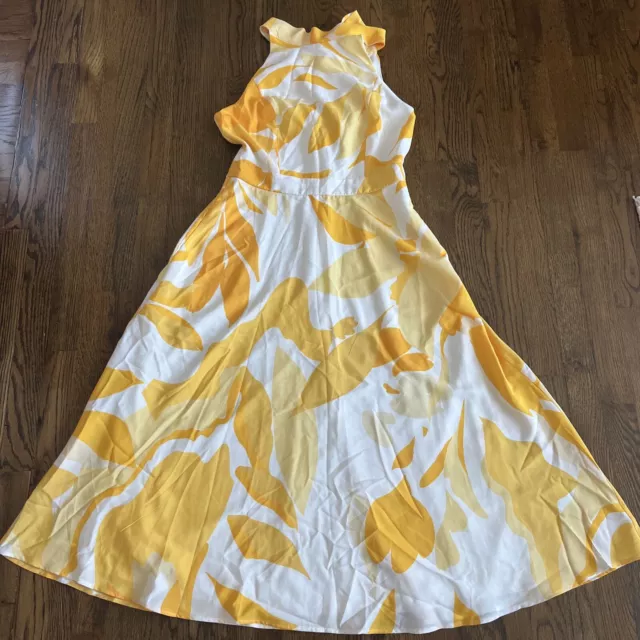 tahari arthur s levine Yellow And White MIDI Dress Size 10