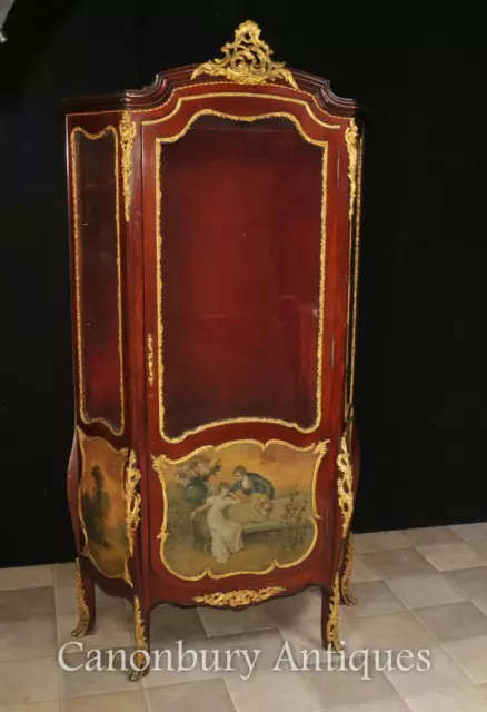 Antique Vitrine Display Cabinet - French Bijouterie Vernis Martin Paintings Kauf
