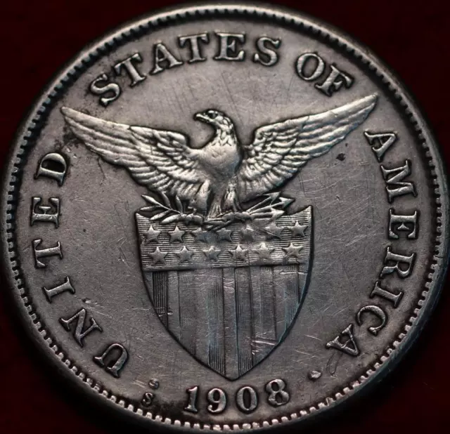 1908-S Philippines One Peso Silver Foreign Coin