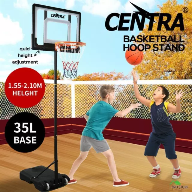 Basketball Hoop Stand System Ring Portable 2.1M Adjustable Height Kids In Ground