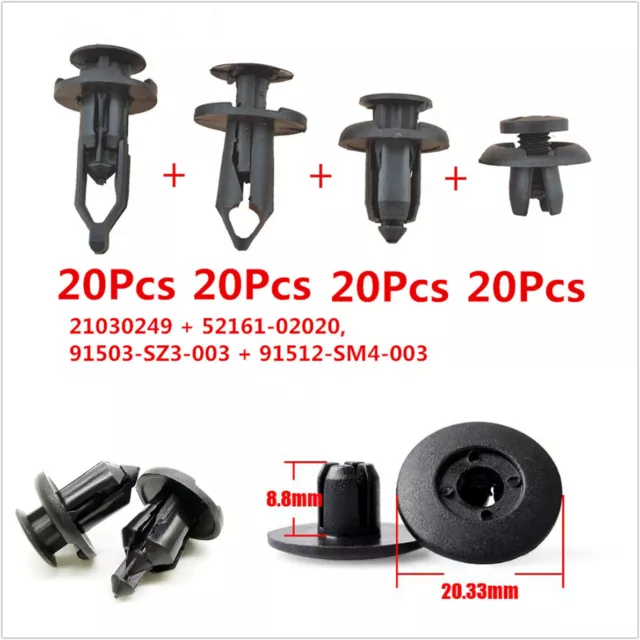 80x Car Body/Bumper Push Retainer Pin Rivet Trim Clip Panel Moulding Assortments