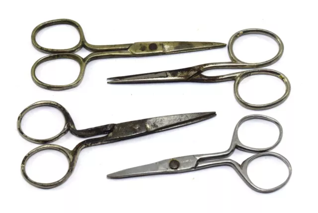 Four Brass & Iron Vintage Tailors Scissors Daily Utility collectible. G47-144