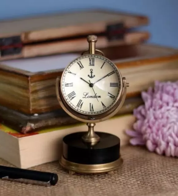 Reloj de mesa náutico retro de latón reloj antiguo, cronometrador de escritorio náutico