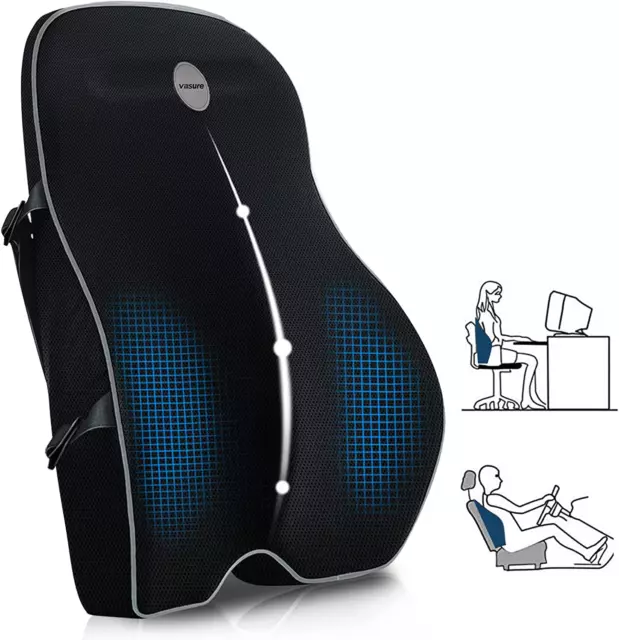 Villsure Lumbar Support Pillow, Memory Foam Back Cushion Pillow for Office Chair