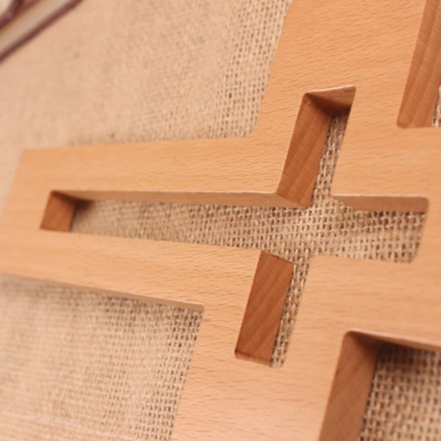 Croce In Legno Di Faggio Moderna: Decorazione Da Parete Per Casa O Come Regalo Battesimo/comunione
