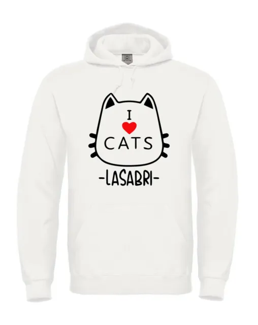 Felpa SABRIGAMER I LOVE CATS LA SABRI t-shirt bambina/o e adulti Mates maglietta