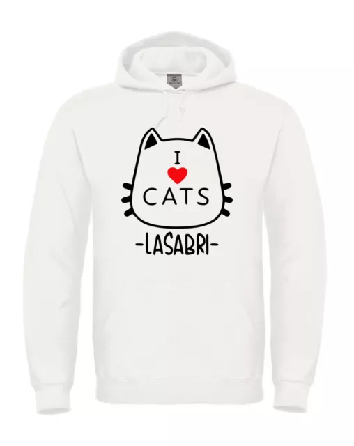 Felpa SABRIGAMER I LOVE CATS LA SABRI t-shirt bambina/o e adulti Mates maglietta