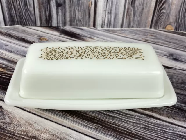 Vintage Pyrex White Milk Glass Woodland Butter Dish - Excellent Condition