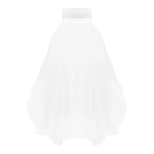 FRCOLOR Velo da sposa in tulle donna perla velo da sposa con pettine per capelli per sposa fl