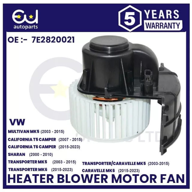 Heater Blower Motor Fan For Vw Multivan Transporter T5 T6 03-23 2.0 / 2.5Tdi Rhd 3