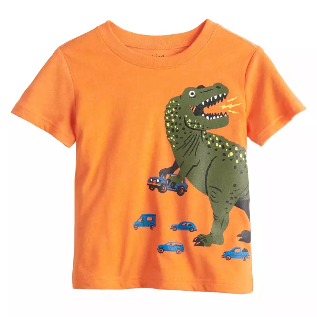 Jumping Beans Toddler Boys Short Sleeves Orange Dinosaurs Tee Shirt 4T, 5T