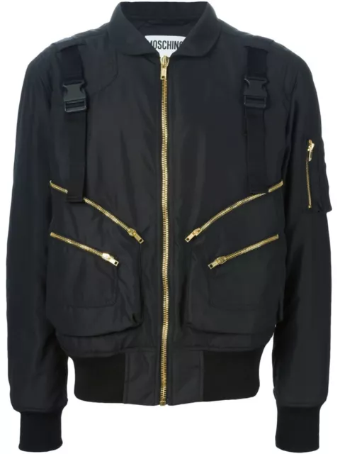 Moschino Couture Jeremy Scott Ready To Bear Outwear Buckled Strap Bomber Jacket