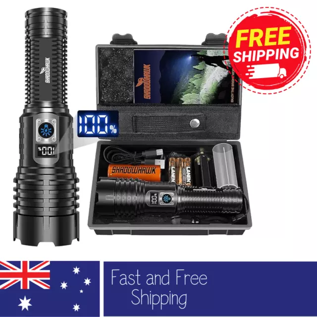 LED Torch Rechargeable Flashlight Shadowhawk 20000 Lumens XHM77.2 Super Bright