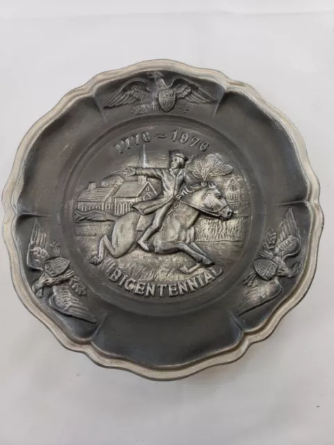 Vintage Bicentennial Ceramic Collectors Plate 1776 1976 Paul Revere Eagle