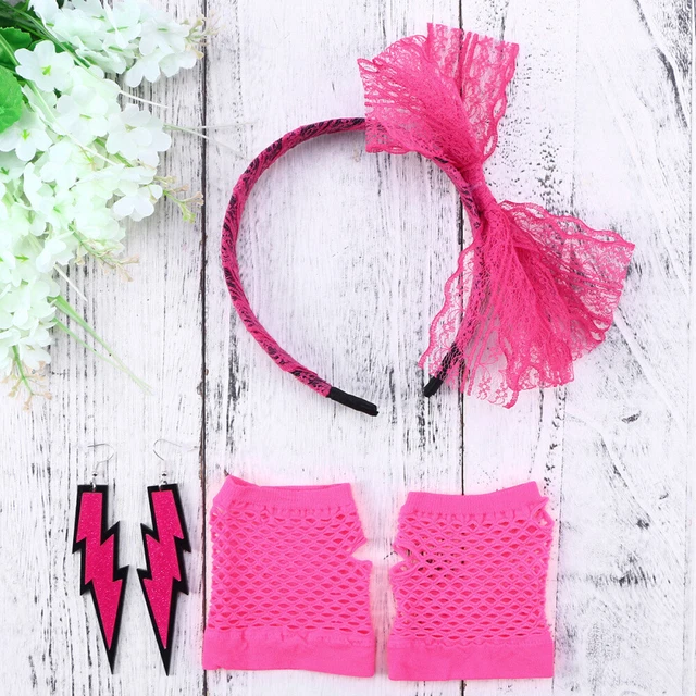 Fasce per il trucco anni '80 da donna accessori anni '80 orecchini accessori