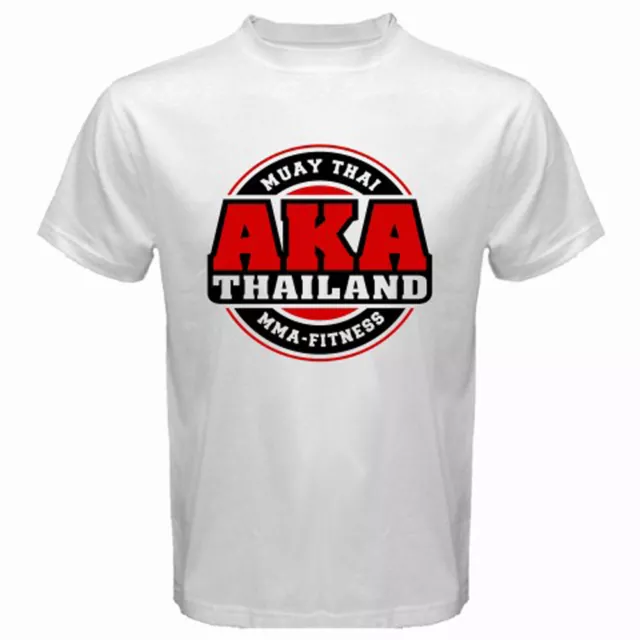 AKA Thailand Gym Logo Muay Thai MMA Kick Boxing Men's White T-Shirt Size S-5XL