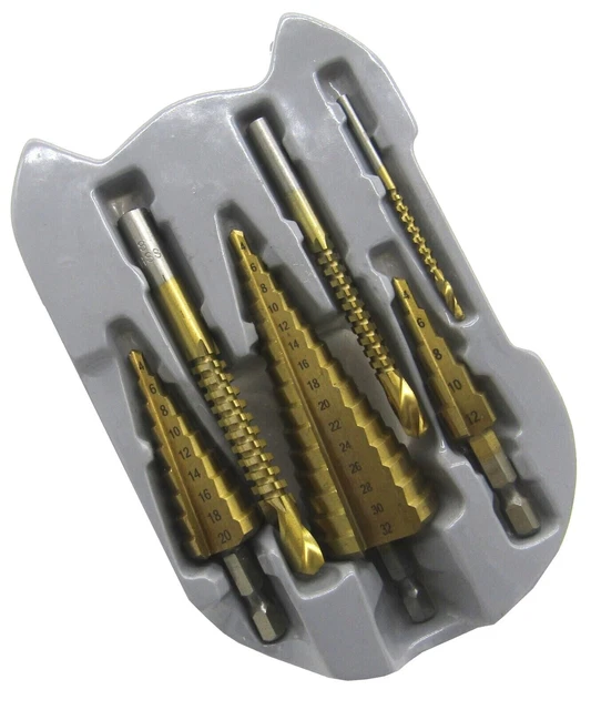 6pc/Set HSS Step Titanium Coated Drill Bit 1/4'' Shank Hole Cutting Change Tool