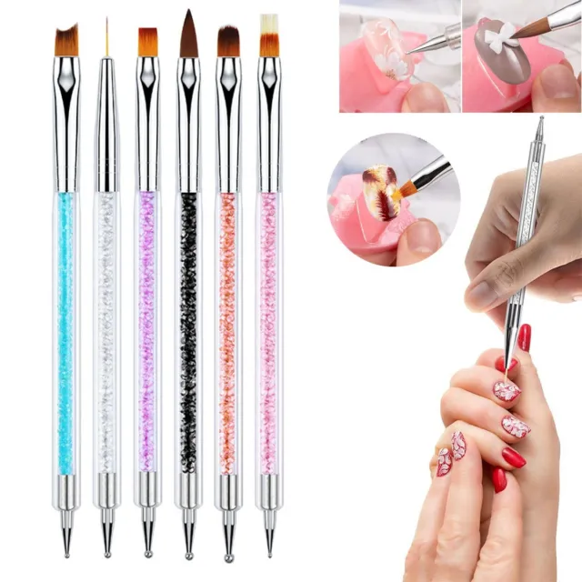 6PCS Nail Art Brush Design Set Dotting Painting Drawing Polish Brush Pen Tool UV