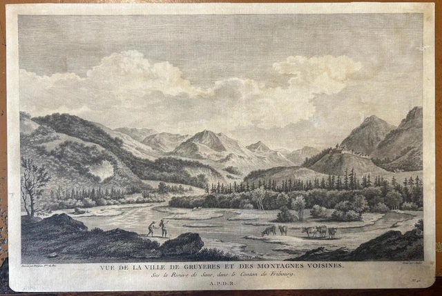 Gruyeres Canton Of Fribourg Switzerland 1780 Zurlauben Antique View