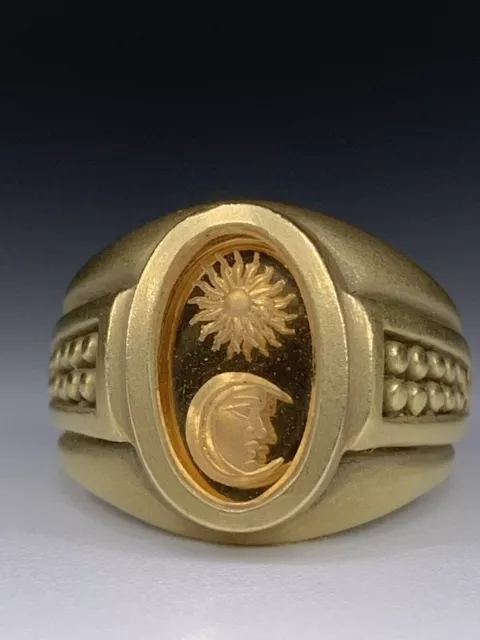 1984 Barry KIESELSTEIN Cord Sun Moon Intaglio Ring in 18k Yellow Gold