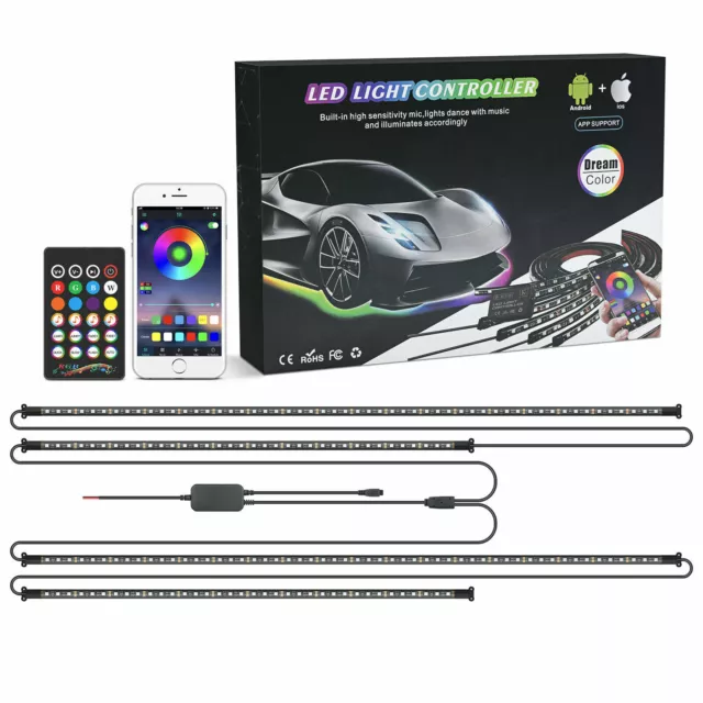 Car under body led light kit RGB LED Strip Wireless APP Remote Underglow Lamp