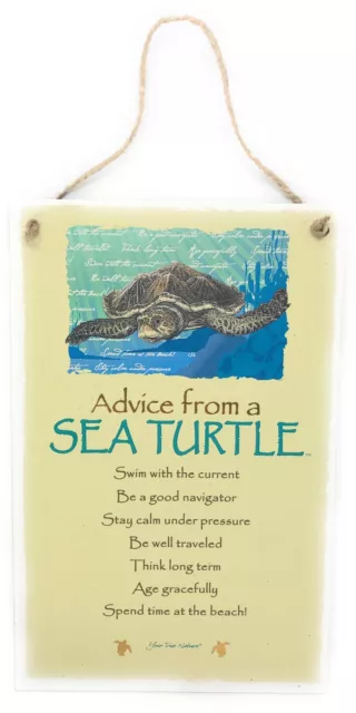 Advice from a Sea Turtle Inspirational 5.5"x8.5" Wood Plaque Sign for Wall