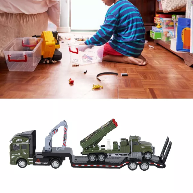 (Military Trailer With Missile Car) 02 015 Trailer Toy Pull Back Tow Truck