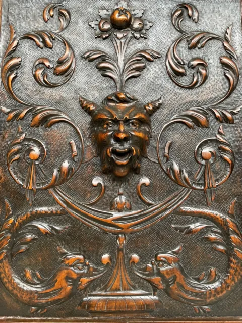 Exceptional French Walnut Renaissance Door panel with devil/faust 3