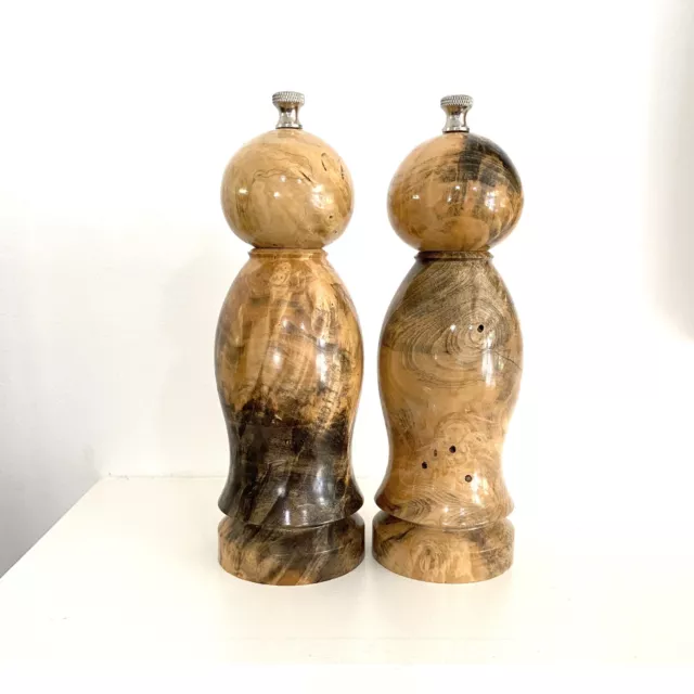 $400 Hand Carved Burl Salt & Pepper Grinders B. Knutson Hand Turned Work of Art!