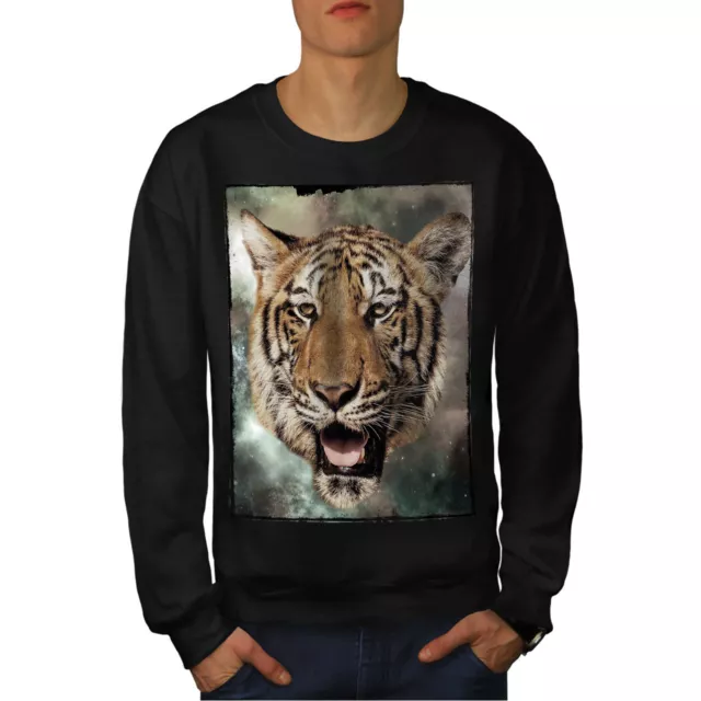 Wellcoda Tiger Beast Eye Mens Sweatshirt, Amazing Casual Pullover Jumper