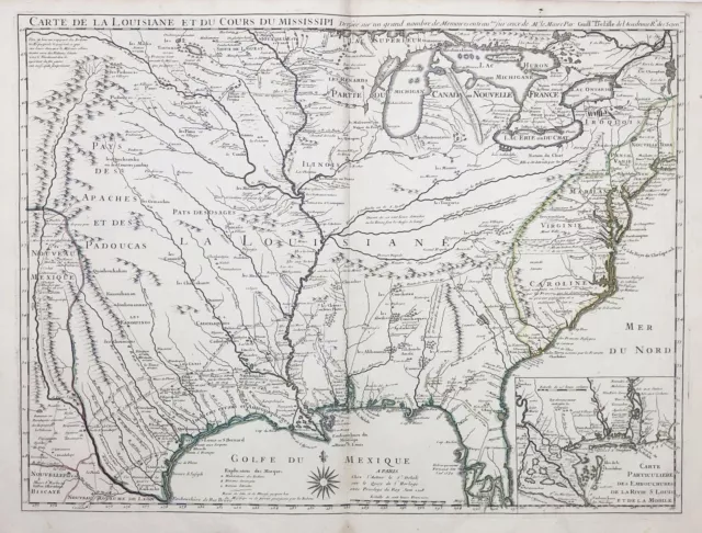 Louisiana Florida Mississippi Carolina North America map Karte Delisle 1718