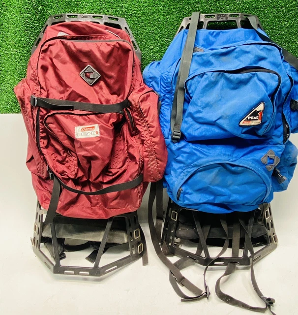 LOT OF 2 Coleman Peak 1 Backpack Vintage External Frame Hiking Red