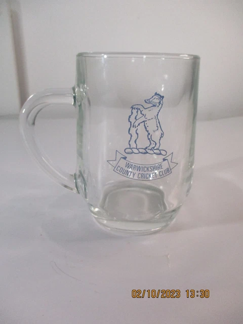 Warwickshire County Cricke Halft Pint Glass Tankard  Vintage Man Cave Home Bar