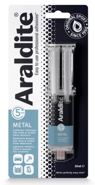 Colle rapide epoxy bi composant spécial métal seringue 24 ml ARALDITE
