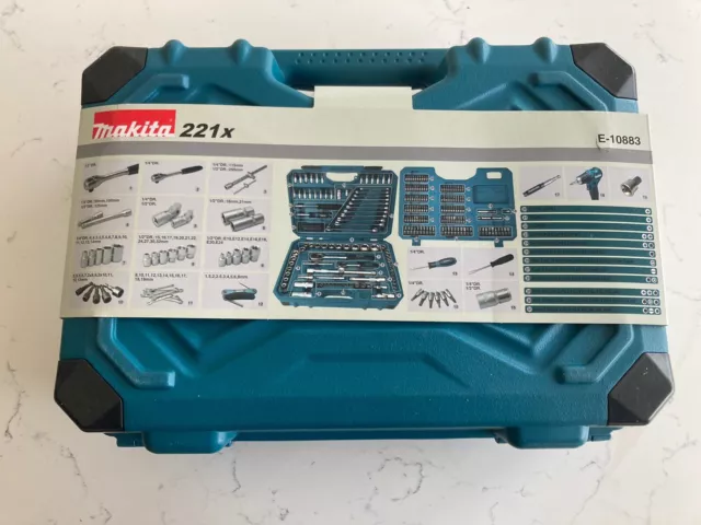 Makita E-10883 Maintenance Spanner Socket Screwdriver Set (221 Pieces)