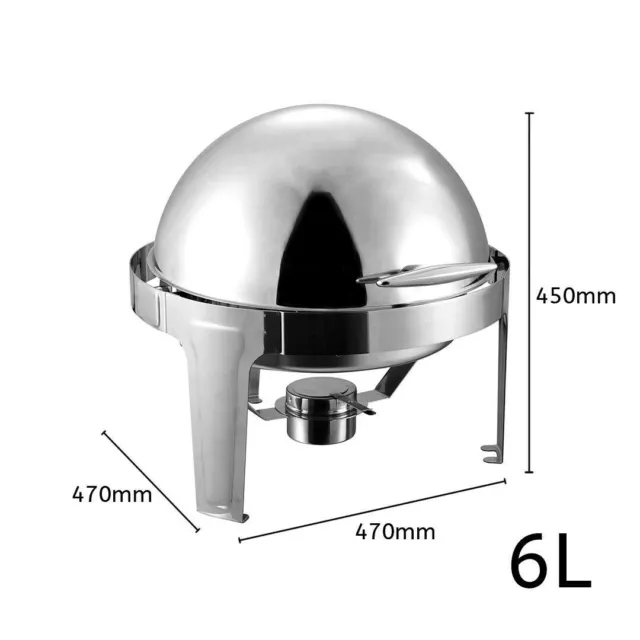 SOGA 6L Stainless Steel Chafing Catering Dish Round Roll  Food Warmer 3